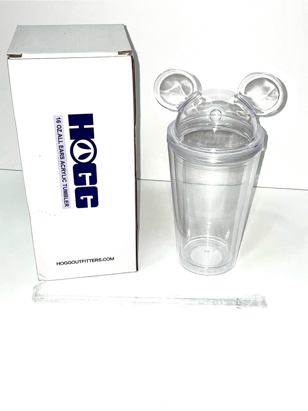 HOGG Clear 16 oz Acrylic Tumbler with Mouse Ears Lid